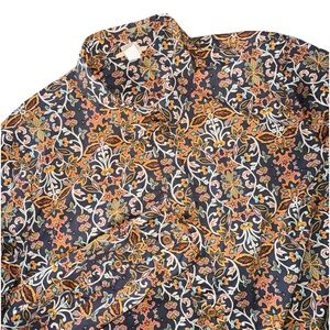 Duluth Trading Blue Floral   Long Sleeve Button Up Shirt Womens L Medium Weight